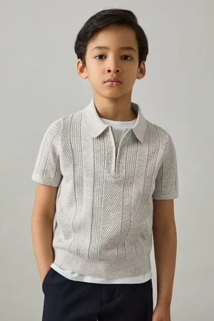 Reiss Texas Textured-Knit Half-Zip Polo Shirt140146cm