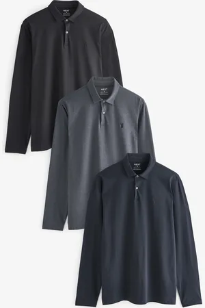 Next Verpakking van 3 poloshirts van jersey met lange mouwenM