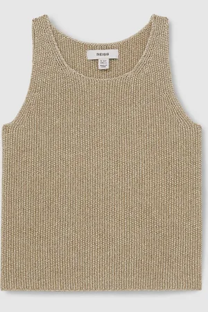 Reiss Mika Metallic-Knit Vest Top158164cm