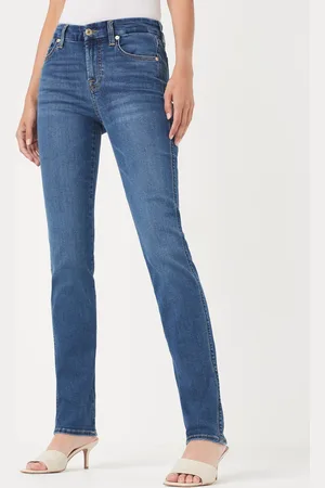 7 for all Mankind Mid Blue Mid Rise Kimmie Bair Straight Fit Jeans29 R
