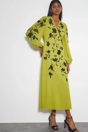 Monsoon Willa Floral Print Embroidered Midi Wrap Dress48