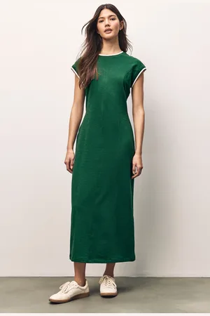 Next 100% Cotton Short Sleeve Tipped Jersey Midi Dress46tall