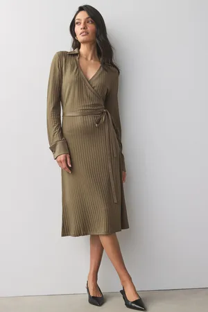 HUGO BOSS Kniited Jersey Ribbed Wrap Belt DressXL