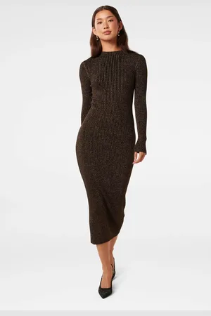 Forever New Eliza Ribbed Column Midi Dress36