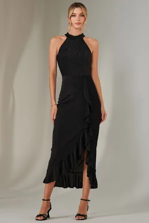 Jolie Moi Halter Neck Frill Jersey Maxi Dress42