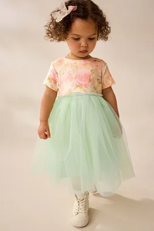 Next Ribbed Mesh Party Dress (3mths-7yrs)6874cm