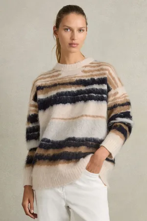 Reiss Emily Striped Crew-Neck Jumper With MohairXS