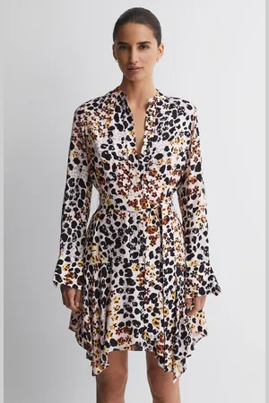 Reiss Sylvie Animal jurk met asymmetrische riem en print38
