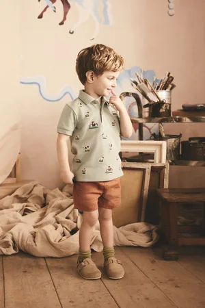 Next Cath Kidston All-Over-Embroidered Short Sleeve Polo Shirt (3mths-7yrs)8692cm