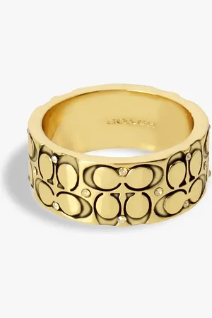 Coach Gold Tone Signature Quilted Band RingM