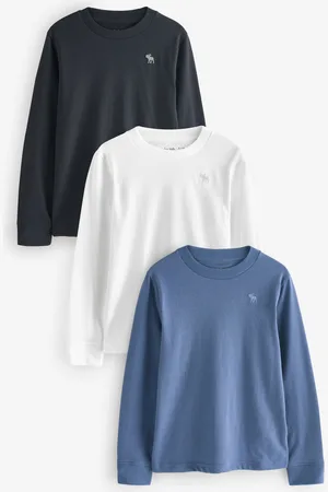Abercrombie & Fitch Blue Essential Icon Logo Long Sleeves T-Shirt 3 Pack13