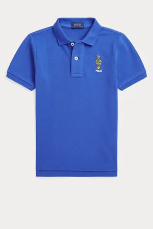 Ralph Lauren Boys Blue Polo Bear Pique 100% Cotton Polo Shirt7 Jaar (122cm)