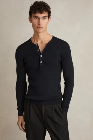 Reiss Ashwell Rib Knit Henley JumperL