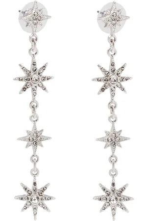 Bibi Bijoux Silver Tone Starstruck Long Drop EarringsEén