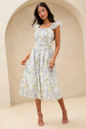 Lipsy London Frill Sleeve Belted Midi Dress44