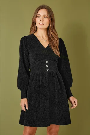 Yumi V-Neck Empire Line Knitted Skater DressL