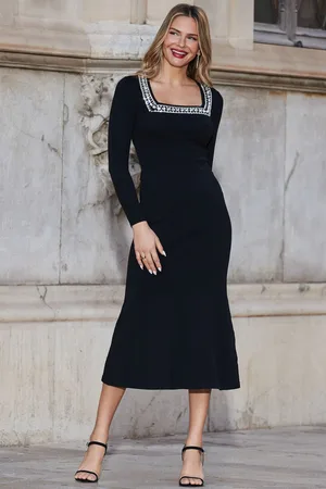 Sosandar Embellished Trim Knitted Midi Dress40