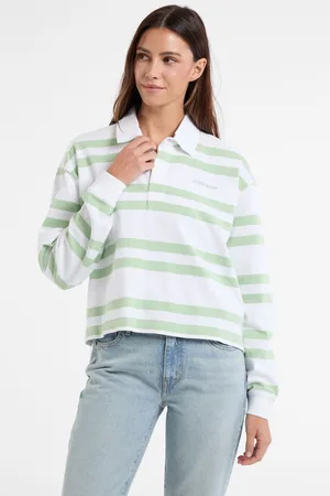 Guess Stripe Long Sleeve Rugby 100% Cotton Polo Shirtxsmall