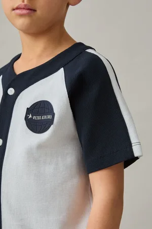 Reiss Nori Cotton Waffle-Knit Badge Shirt146152cm