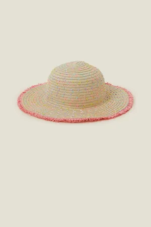 Accessorize Girls Fringe Floppy Straw Sun Hat122128cm