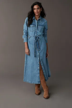 Next Western Midi 100% Cotton Denim Shirt Dress40