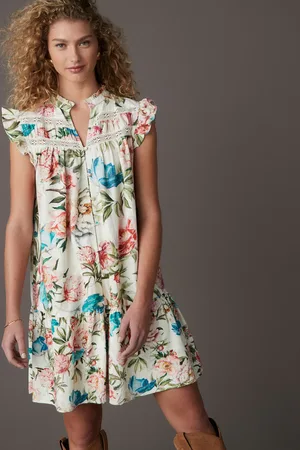 Next Frill Detail Lace Insert Mini Dress with Linen42 Tall