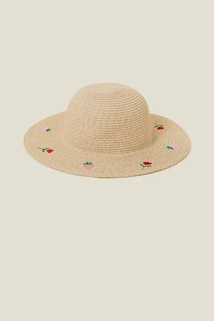 Accessorize Girls Strawberry Embroidered Straw Hat7