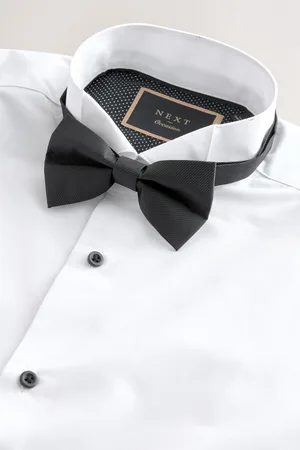 Next Double Cuff Slim Fit Shirt And Bow Tie Pack155in