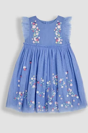 JoJo Maman Bébé Frill Embroidered Tulle Party Dress104110cm