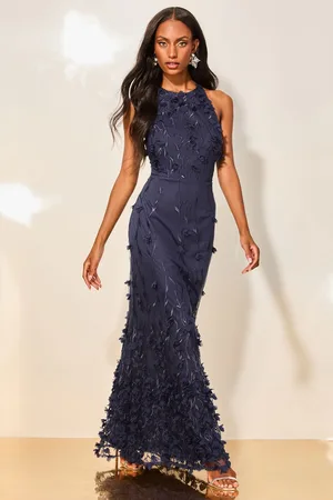 Lipsy London Premium Floral 3D Textured Halter Maxi Dress44