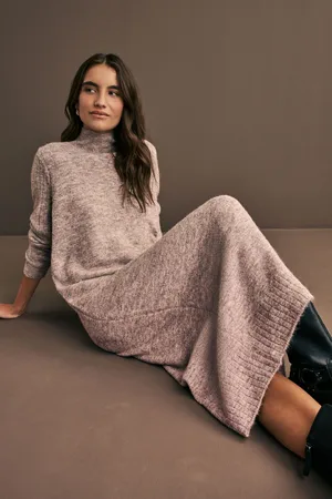Next High Neck Long Sleeve Maxi Knitted Jumper DressL