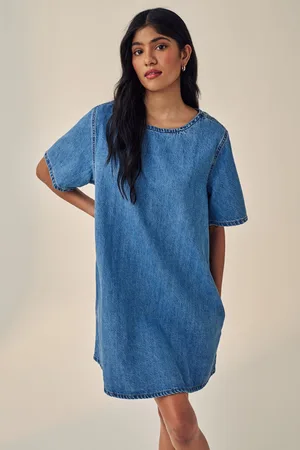 Next 100% Cotton Short Sleeve Denim T-Shirt DressX-Large lang