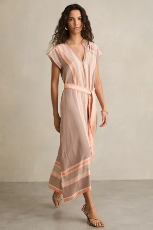 Reiss Gina Scarf Print Belted Midi Dress42