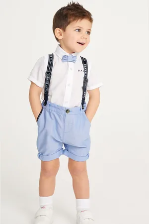 Ted Baker Marineblauw 100% katoenen overhemd, shorts en bretels set4