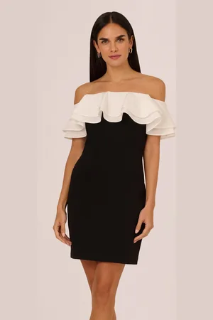 Adrianna Papell Knit Crepe Combo Black Mini Dress46