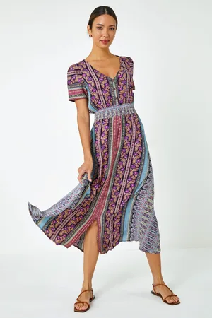 Roman Floral Print Fit and Flare Maxi Dress46