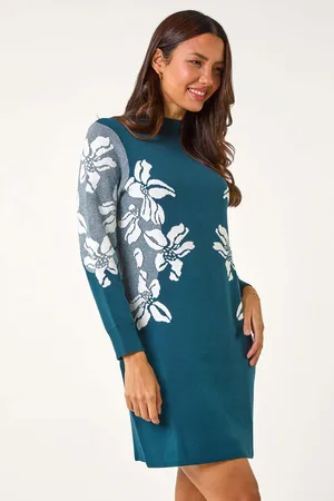 Roman Floral Print Jacquard Knitted Dress38