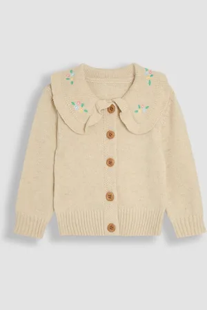 JoJo Maman Bébé Frill Embroidered Collar Cardigan8692cm