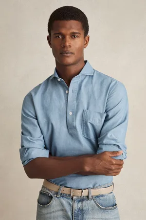 Reiss Baylor Cotton Cutaway-Collar Denim ShirtX-large