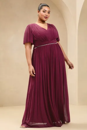 Lipsy London Short Sleeve Pearl Trim Mesh Maxi Bridesmaid Dress48
