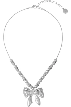 Bibi Bijoux Silver Tone Bow Beaded Necklaceeen