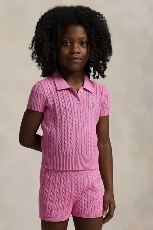 Ralph Lauren Girls 100% Cotton Cable Knit Polo Jumper5 jr