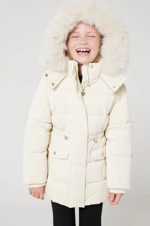 River Island Girls Glam Faux Fur Hooded High Shine Coat9