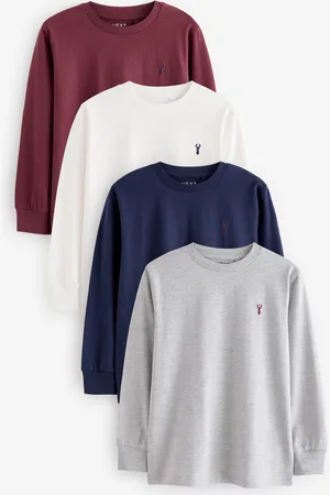 Next Long Sleeve Cosy 100% Cotton T-Shirts 4 Pack (3-16yrs)16 Jaar (176cm)