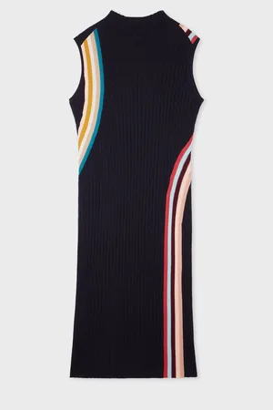 Paul Smith Blue Knitted Ribbed Swirl Dresslarge