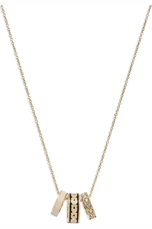 Coach Gold Tone Signature Rondelle Pendant NecklaceEén