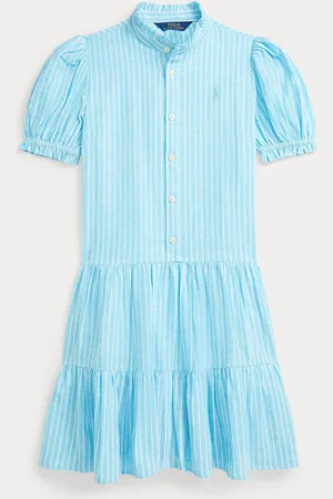 Ralph Lauren Girls Striped Tiered Linen Cotton Dress146152cm