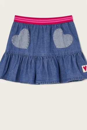Monsoon Heart Ruffle Denim 100% Cotton Skirt152158cm