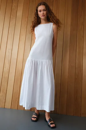Next Mouwloze midi-jurk met lage taille van 100% katoen en ronde hals4 P