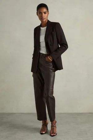 Reiss Verona Leather Slim-Leg Trousers32